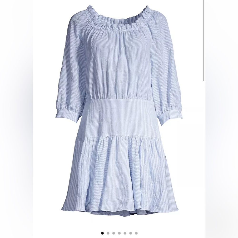Rebecca Taylor Striped Mini Dress white blue size 6 - Picture 4 of 11